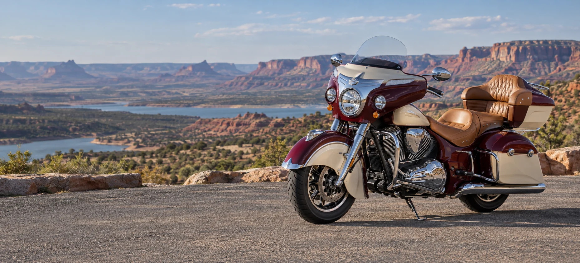 Indian Roadmaster w krajobrazie Arizony — ilustracja